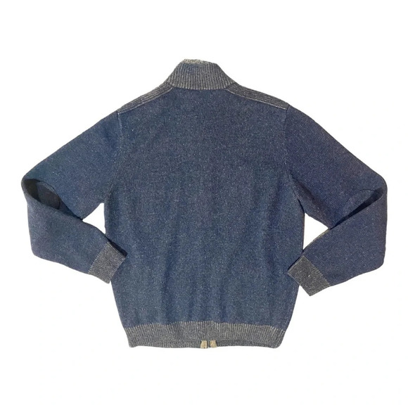 Pronto Uomo Men’s 100% Wool Cardigan Zip Up Sweater Elbow Patch Sz XL - Picture 3 of 4